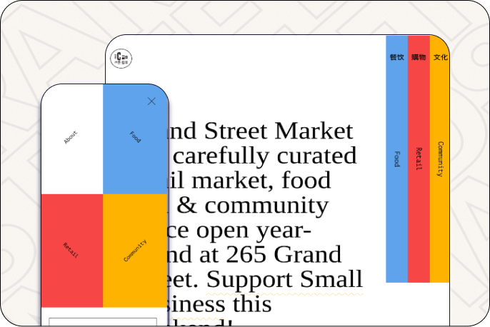 Landing page for Grand Street Market